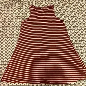 Burnt Red/White Striped Dress